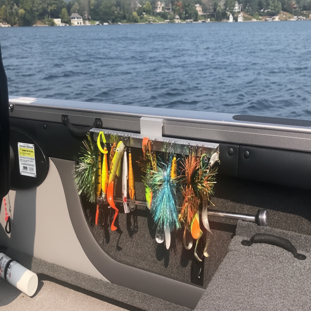 bass boat lure hanger KEMIMOTO Fishing Tool Holder for Boat, Fishing Hook Knife Pliers Holder for Boat, Marine Tackle Rack Holder, Fishing Bait and Organizer, Small, Black : Sports & Outdoors The patent pending Tackle Titan Lure Hangar Kit is a complete tackle management system in one convenient package Lure Rack - 12" /